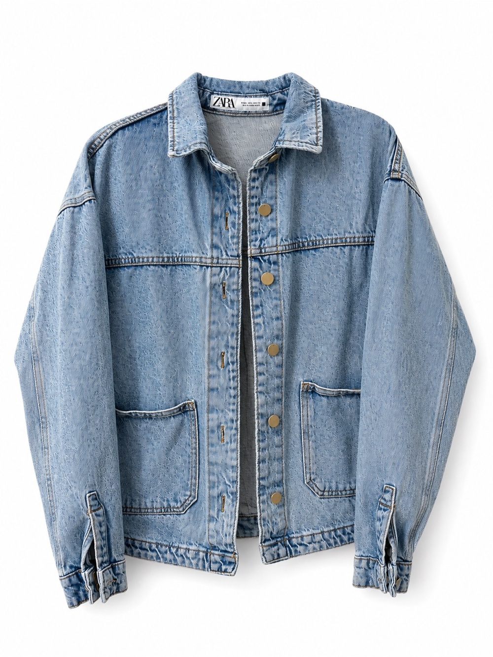 Zara Light Wash Blue Denim Shirt Jacket Oversized Fit - Picture 1 of 5